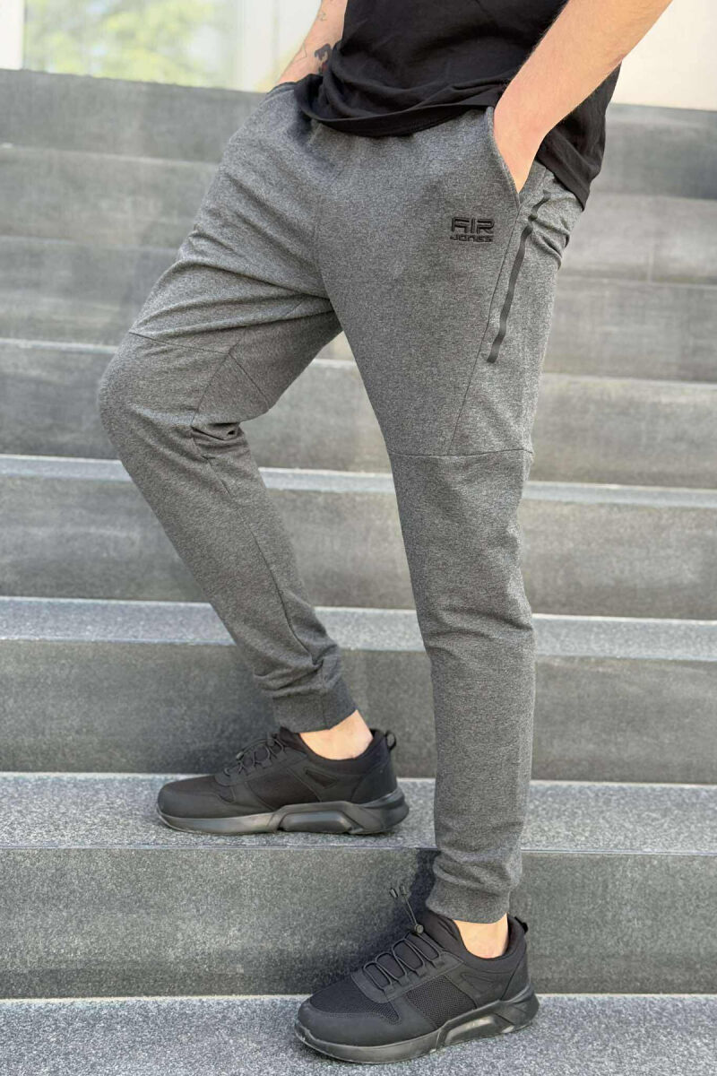ONE COLOR ELASTIC WAIST MEN SWEATPANTS DARK GREY/GEE - 3