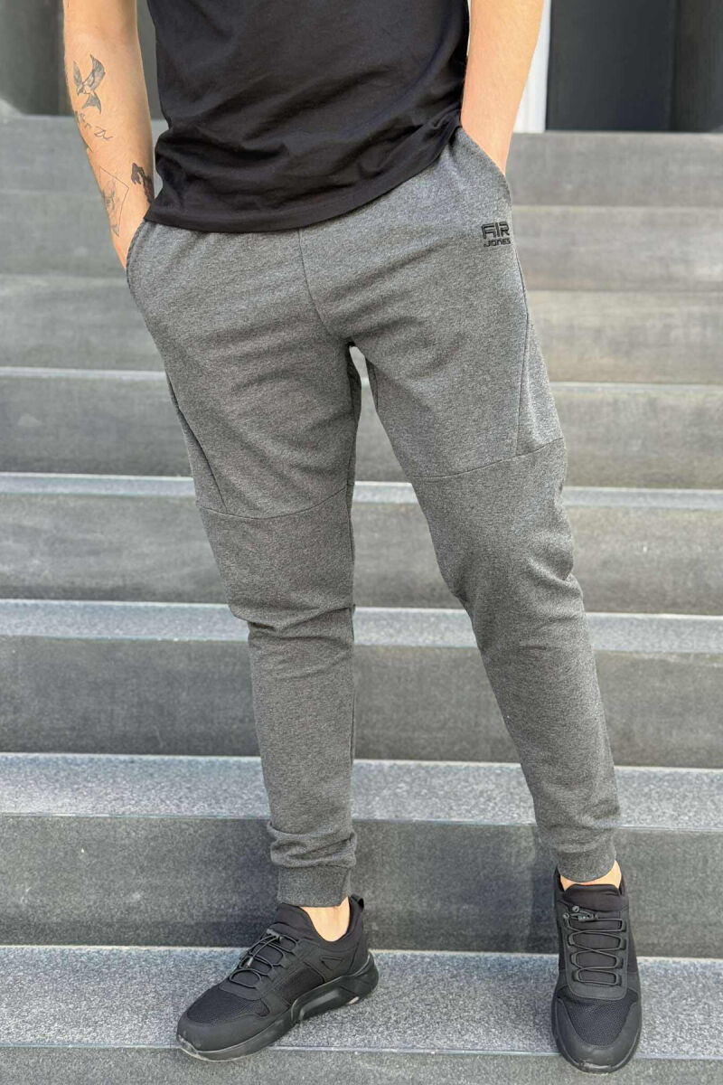 ONE COLOR ELASTIC WAIST MEN SWEATPANTS DARK GREY/GEE - 5