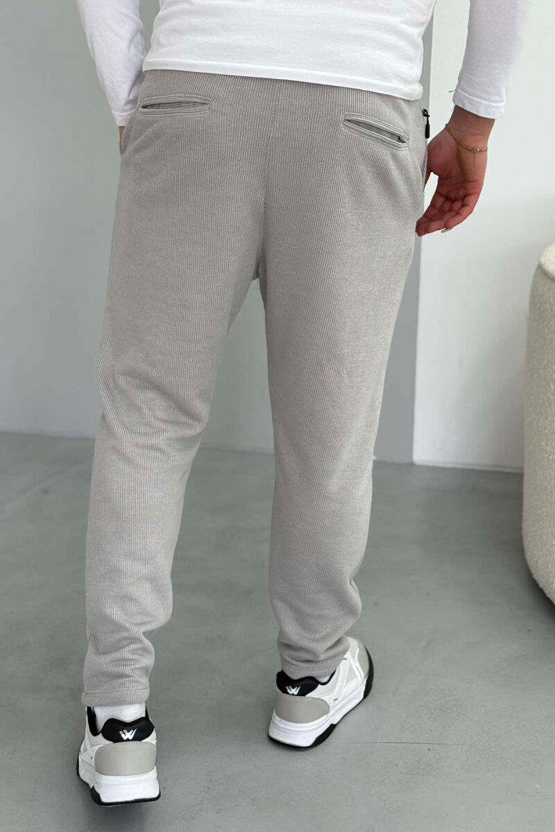 ONE COLOR ELASTIC WAIST MEN SWEATPANTS LIGHT GREY/GZ - 2