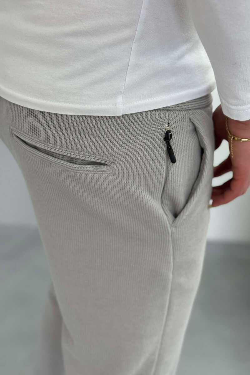 ONE COLOR ELASTIC WAIST MEN SWEATPANTS LIGHT GREY/GZ - 3