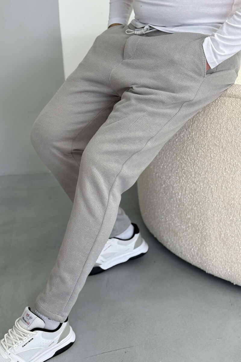 ONE COLOR ELASTIC WAIST MEN SWEATPANTS LIGHT GREY/GZ - 4