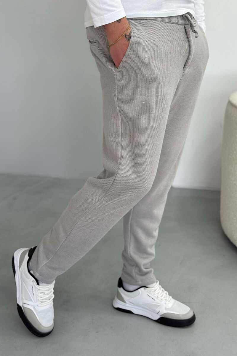 ONE COLOR ELASTIC WAIST MEN SWEATPANTS LIGHT GREY/GZ - 5