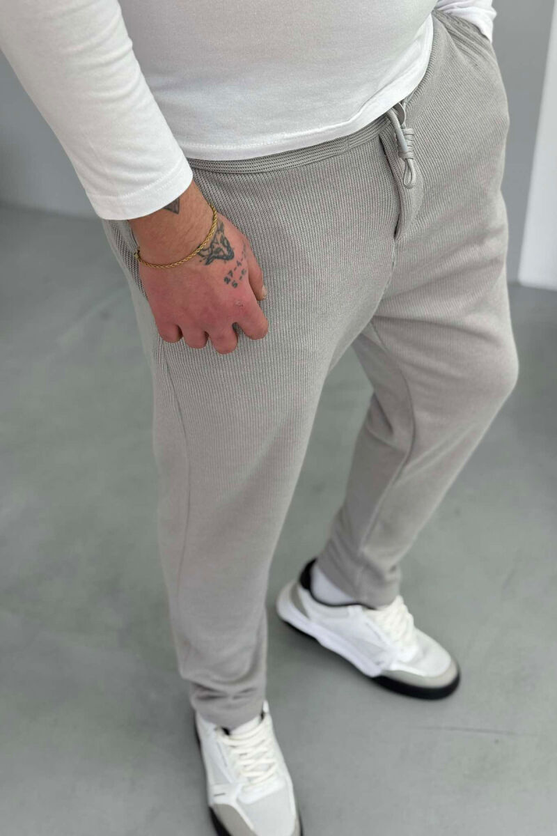 ONE COLOR ELASTIC WAIST MEN SWEATPANTS LIGHT GREY/GZ - 6