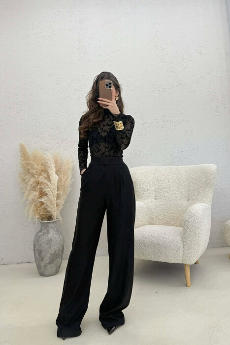 ONE COLOR ELASTIC WAIST WOMAN TROUSERS BLACK/ E ZEZE - 2