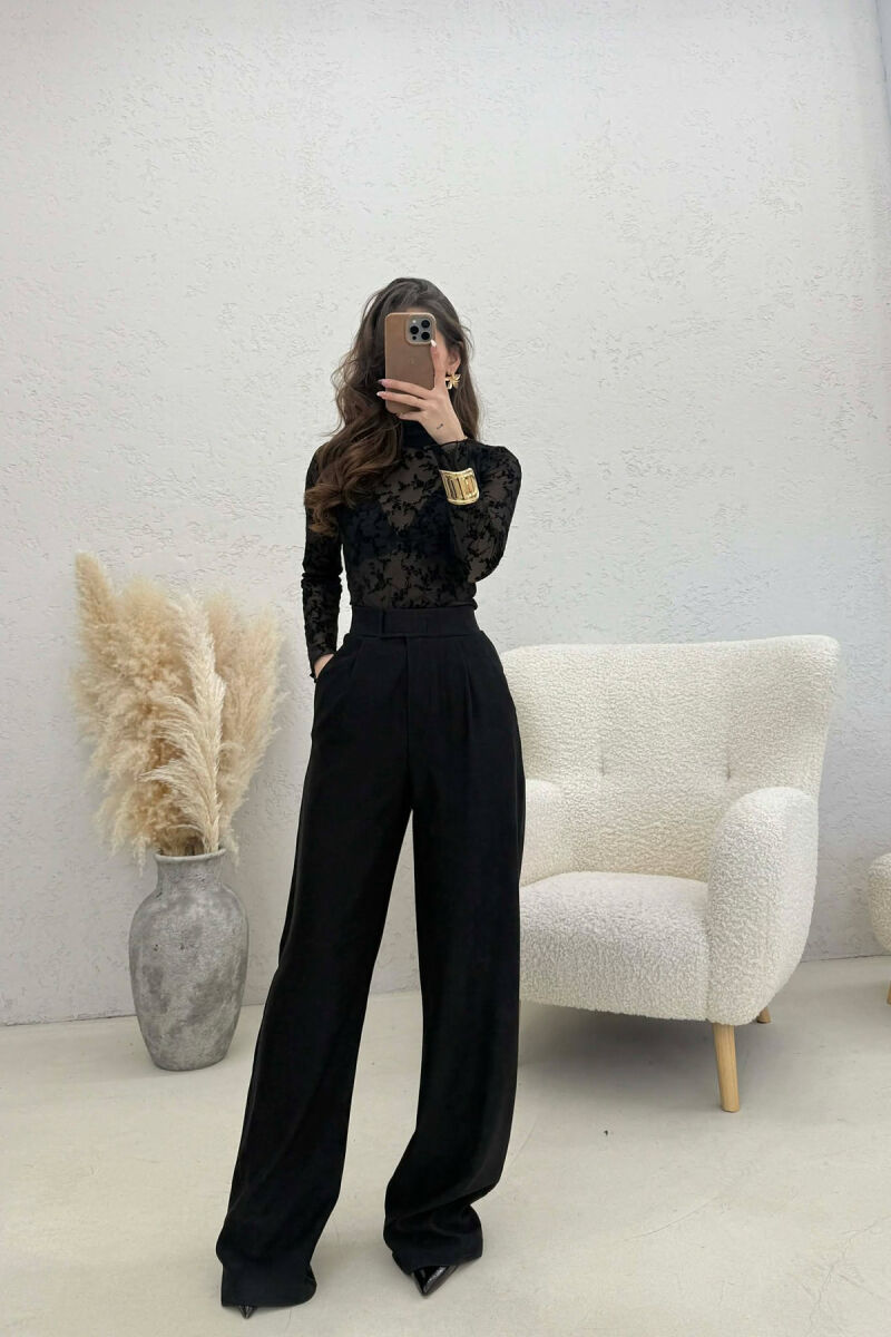 ONE COLOR ELASTIC WAIST WOMAN TROUSERS BLACK/ E ZEZE - 2
