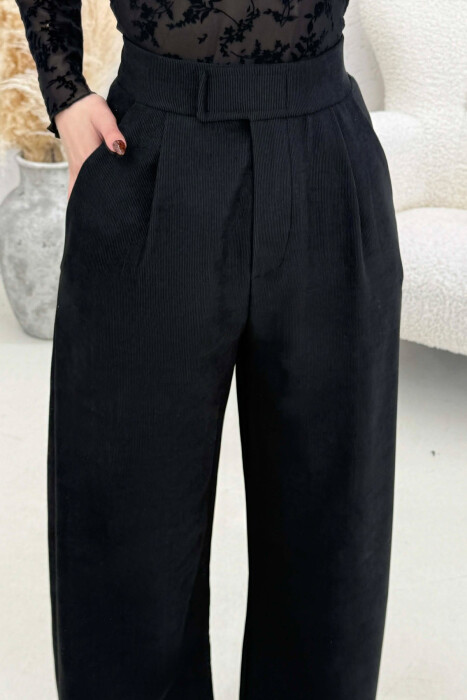 ONE COLOR ELASTIC WAIST WOMAN TROUSERS BLACK/ E ZEZE - 3