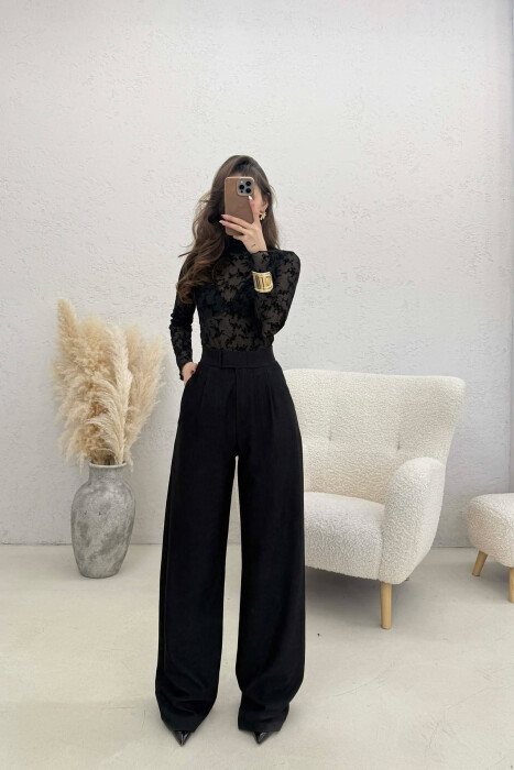 ONE COLOR ELASTIC WAIST WOMAN TROUSERS BLACK/ E ZEZE - 5
