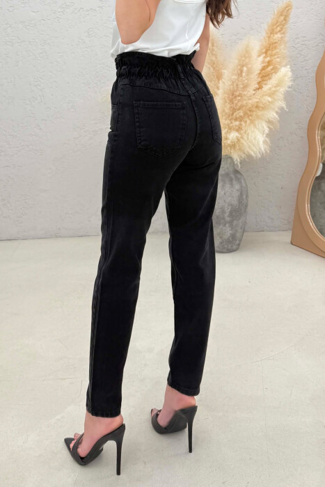 ONE COLOR ELASTIC WAIST WOMAN JEANS BLACK/ E ZEZE - 3