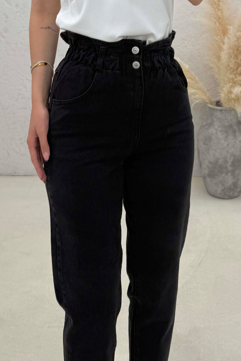 ONE COLOR ELASTIC WAIST WOMAN JEANS BLACK/ E ZEZE - 4