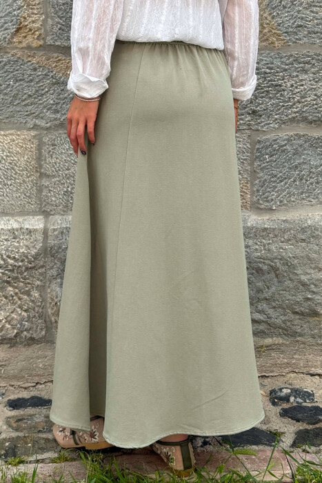 ONE COLOR ELASTIC WAIST WOMAN SKIRT OLIVE/ULLI - 4