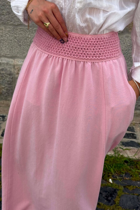 ONE COLOR ELASTIC WAIST WOMAN SKIRT PINK/ROZE - 3
