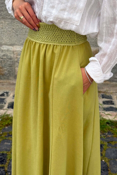 ONE COLOR ELASTIC WAIST WOMAN SKIRT PISTACHIO - 4