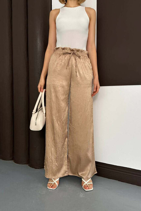 ONE COLOR ELASTIC WAIST WOMAN SWEATPANTS BEIGE/BEZHE - 2