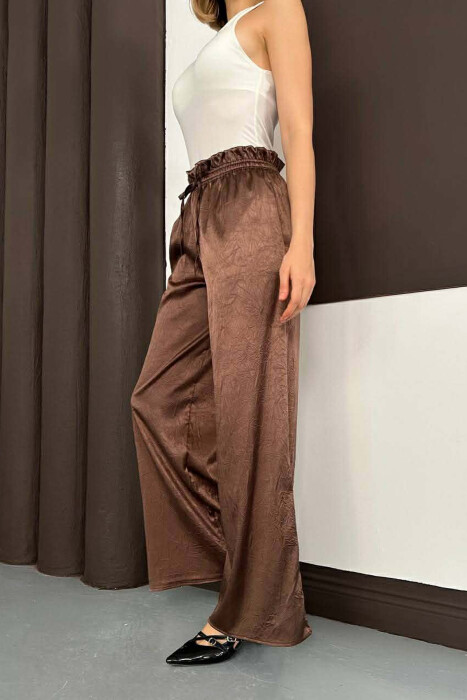 ONE COLOR ELASTIC WAIST WOMAN SWEATPANTS BROWN/KAFE - 2