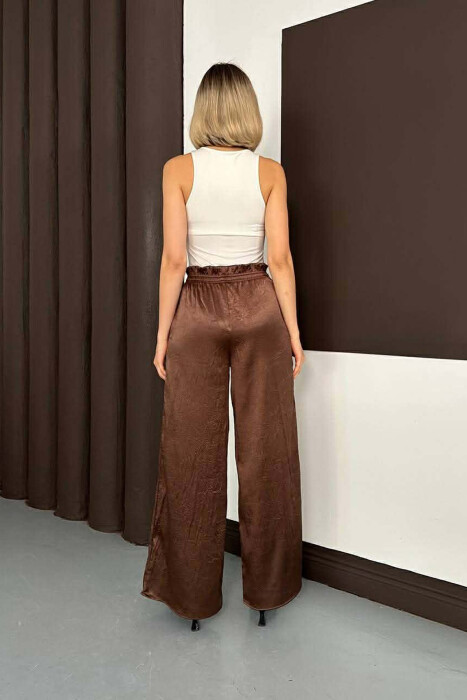 ONE COLOR ELASTIC WAIST WOMAN SWEATPANTS BROWN/KAFE - 3