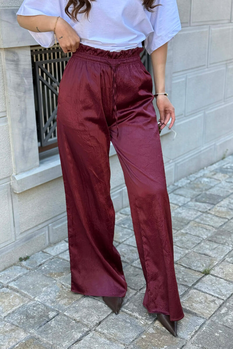 ONE COLOR ELASTIC WAIST WOMAN TROUSERS BURGUNDY/VISHNJE - 2