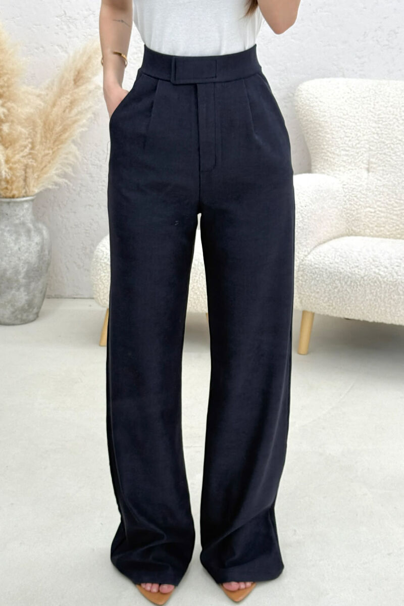 ONE COLOR ELASTIC WAIST WOMAN TROUSERS BLUE/BLU - 3
