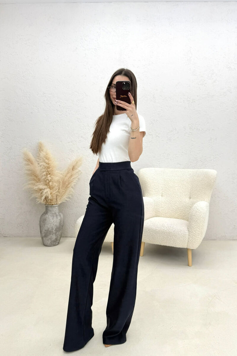 ONE COLOR ELASTIC WAIST WOMAN TROUSERS BLUE/BLU - 4