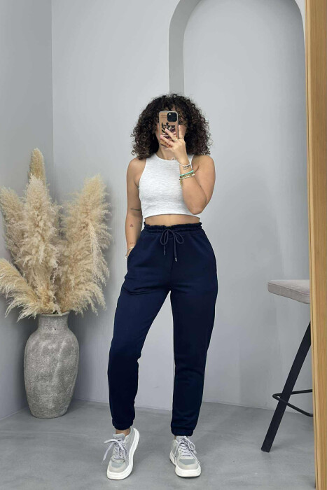 ONE COLOR ELASTIC WAIST WOMEN JOGGERS BLUE/BLU 
