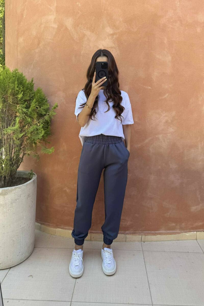 ONE COLOR ELASTIC WAIST WOMEN JOGGERS GREY/GRI - 1