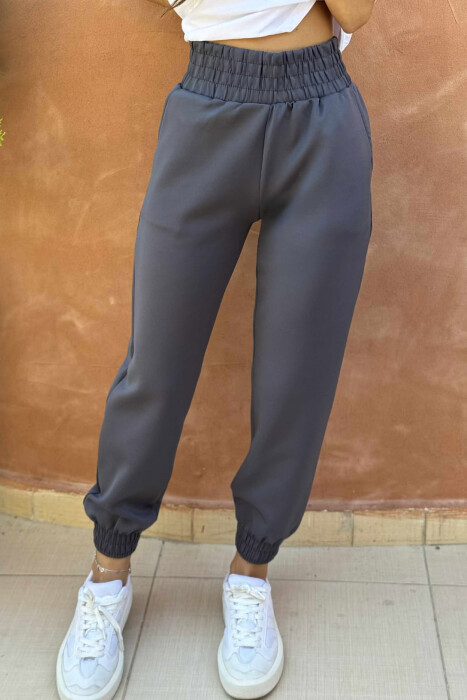 ONE COLOR ELASTIC WAIST WOMEN JOGGERS GREY/GRI - 2
