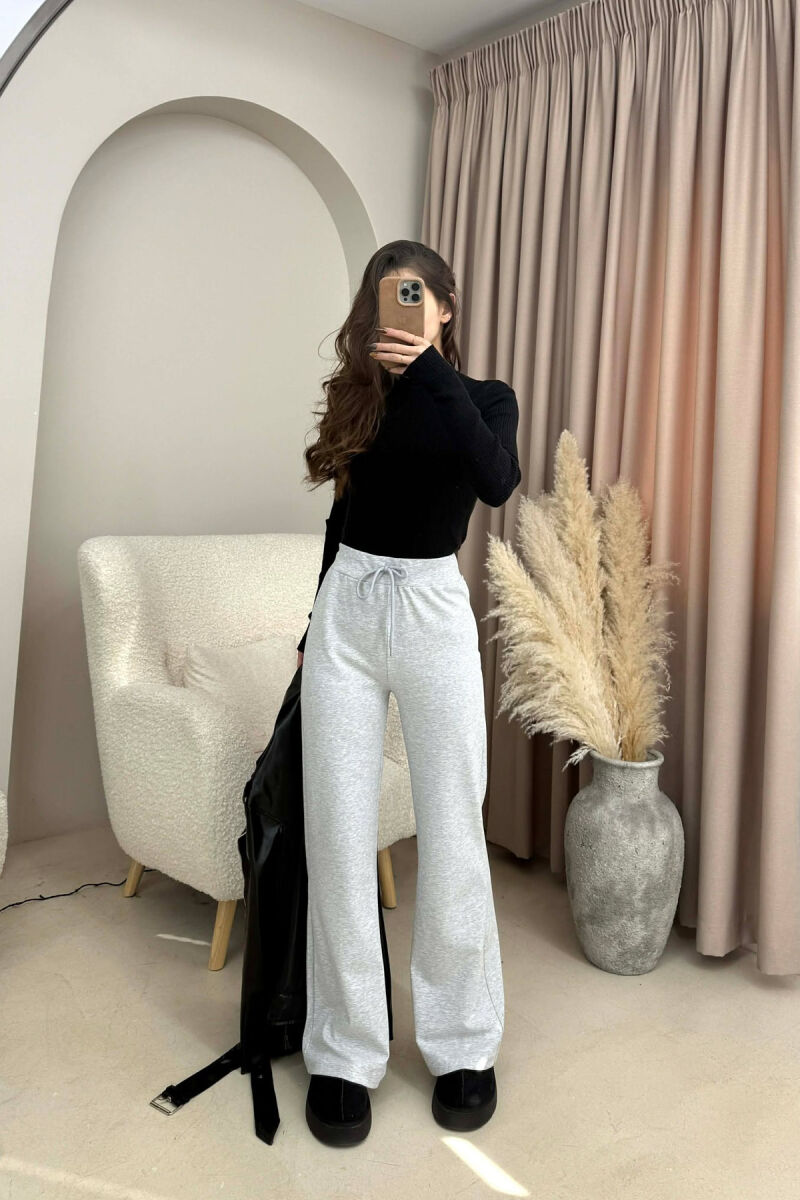 ONE COLOR ELASTIC WAIST WOMEN SWEATPANTS LIGHT GREY/GZ - 1