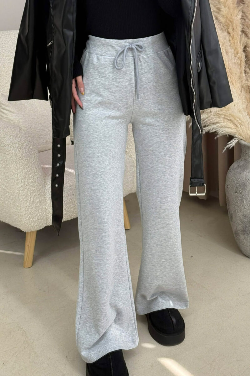 ONE COLOR ELASTIC WAIST WOMEN SWEATPANTS LIGHT GREY/GZ - 3