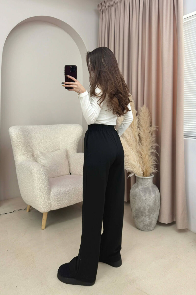 ONE COLOR ELASTIC WAIST WOMEN TROUSERS BLACK/ E ZEZE - 3