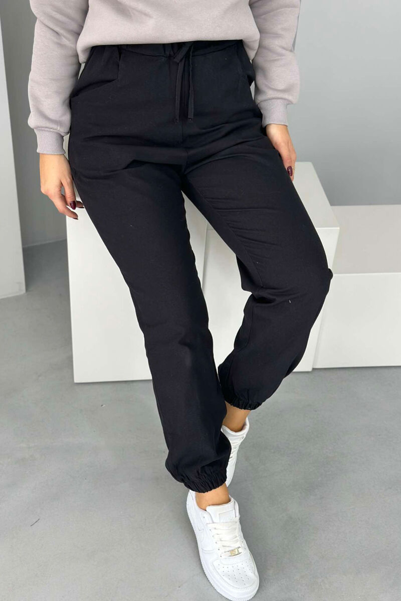 ONE COLOR ELASTIC WAIST WOMEN TROUSERS BLACK/ E ZEZE - 3