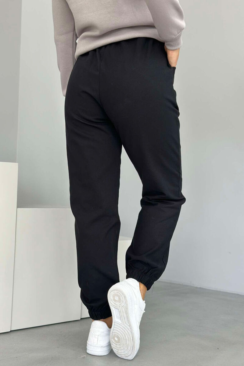 ONE COLOR ELASTIC WAIST WOMEN TROUSERS BLACK/ E ZEZE - 5