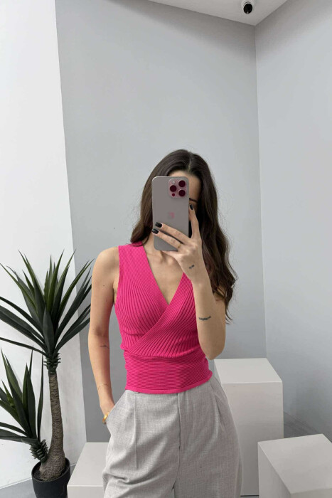ONE COLOR ELASTIC WOMEN TANK TOP FUCHSIA/CIKLAMI 