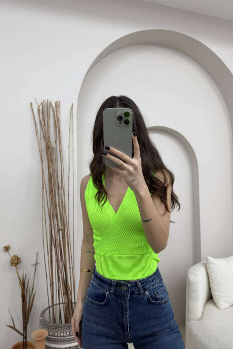 ONE COLOR ELASTIC WOMEN TANK TOP NEON/NEON - 1