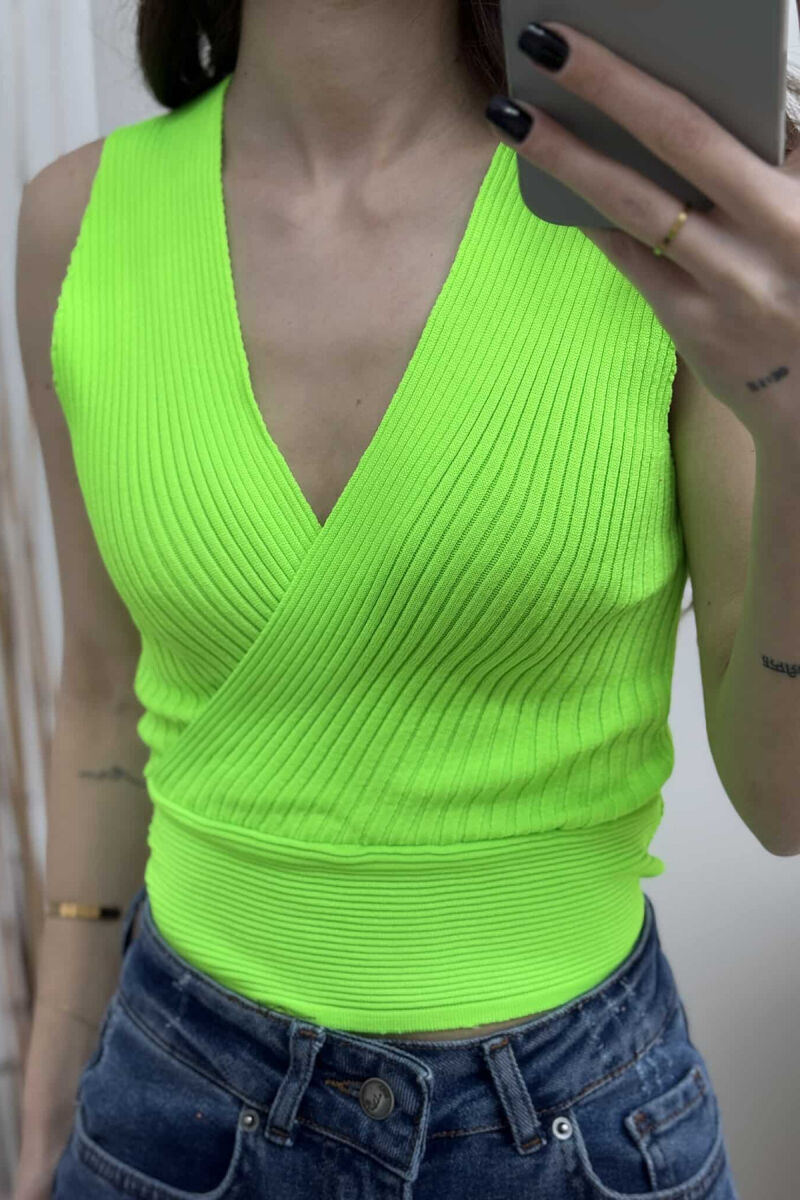 ONE COLOR ELASTIC WOMEN TANK TOP NEON/NEON - 3