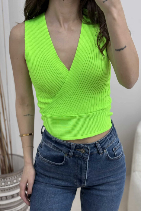 ONE COLOR ELASTIC WOMEN TANK TOP NEON/NEON - 4