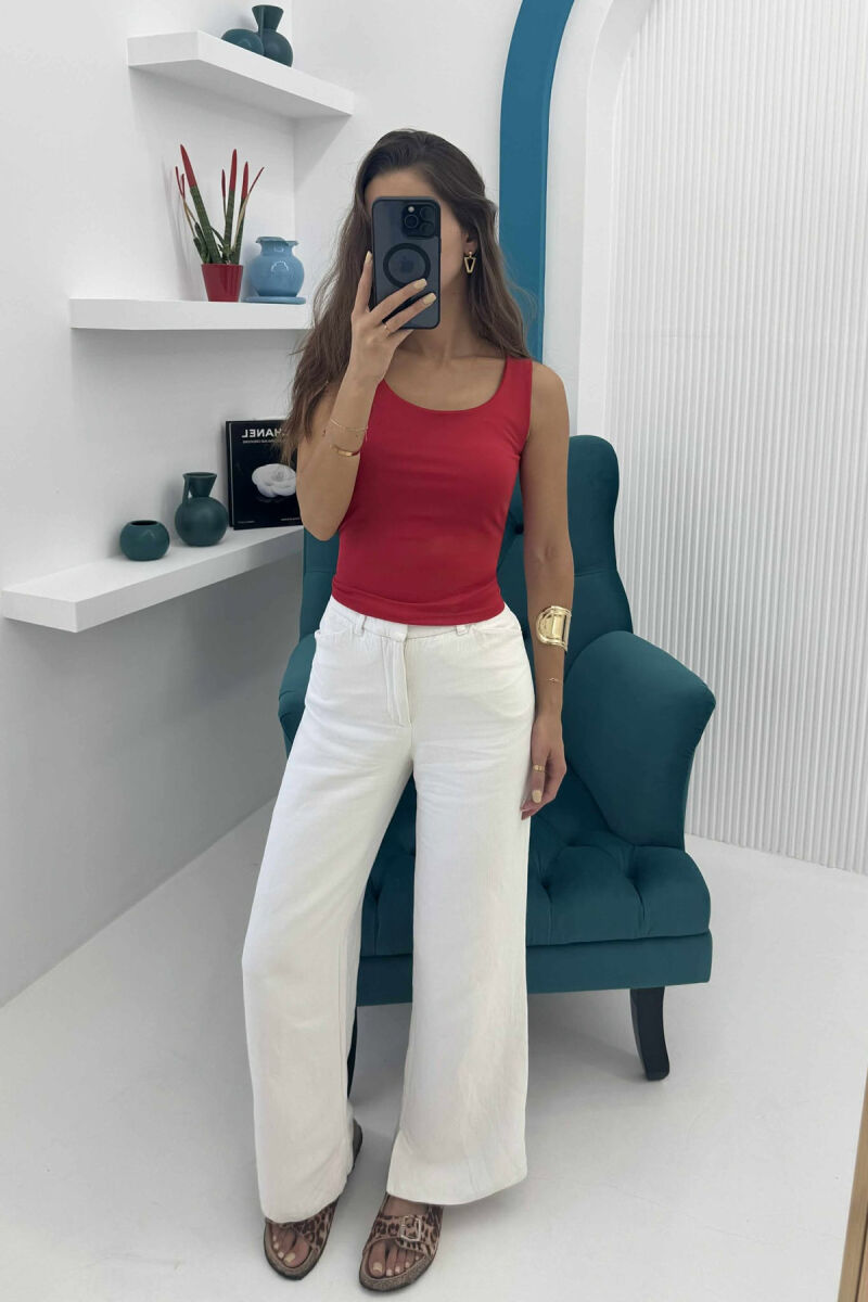 ONE COLOR ELASTIC WOMEN TANK TOP RED/E KUQE - 1