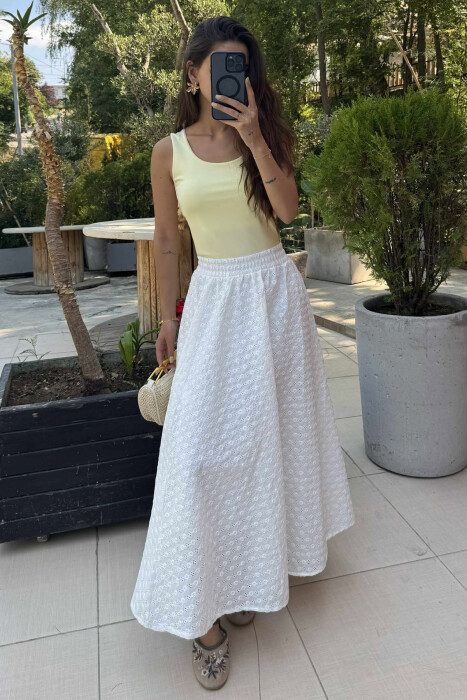 ONE COLOR ELASTIC WOMEN TANK TOP YELLOW/E VERDHE 