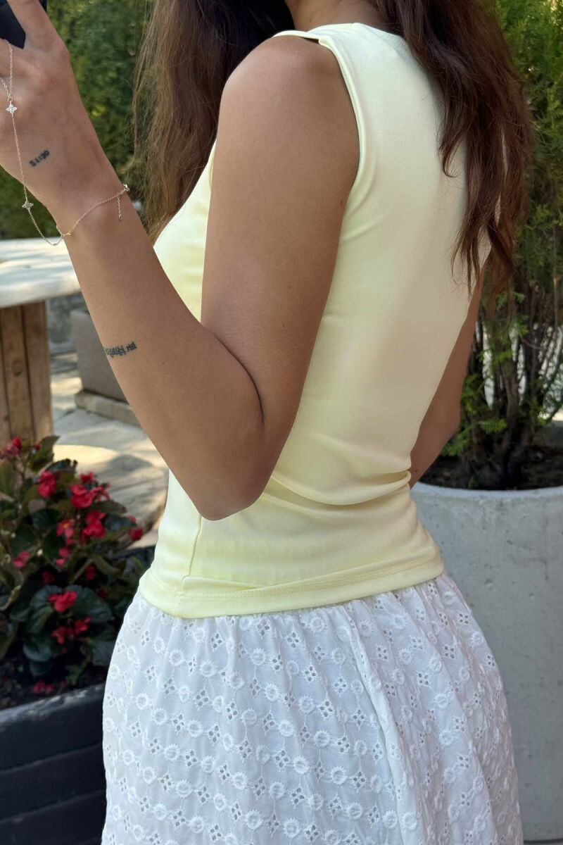 ONE COLOR ELASTIC WOMEN TANK TOP YELLOW/E VERDHE - 6
