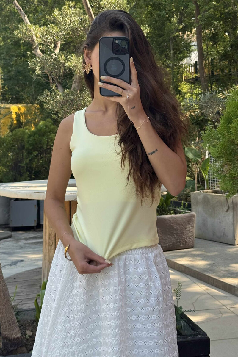ONE COLOR ELASTIC WOMEN TANK TOP YELLOW/E VERDHE - 7
