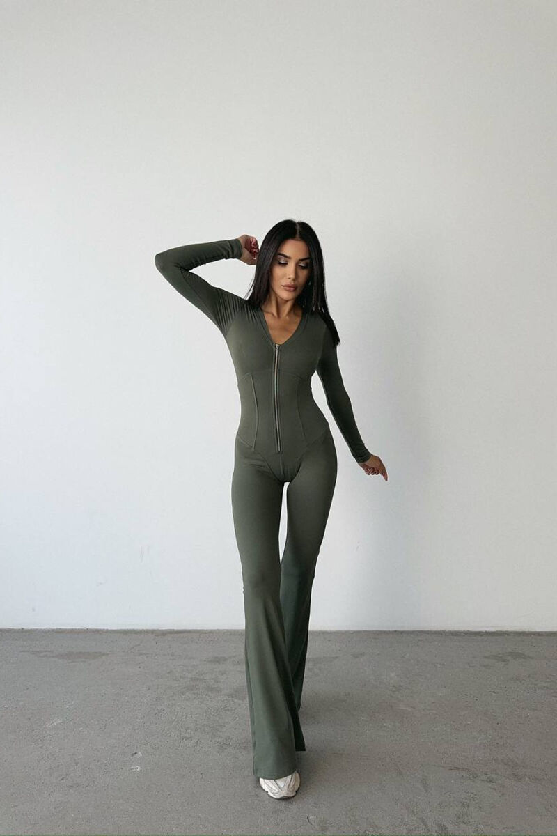 ONE COLOR ELASTIC ZIPPER WOMEN JUMPSUIT GREEN/JESHILE - 6