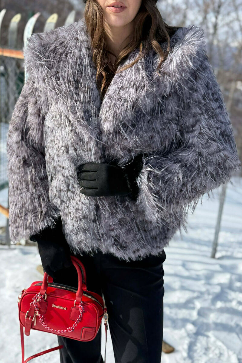 ONE COLOR FAUX FOUR WOMAN COAT GREY/GRI - 6