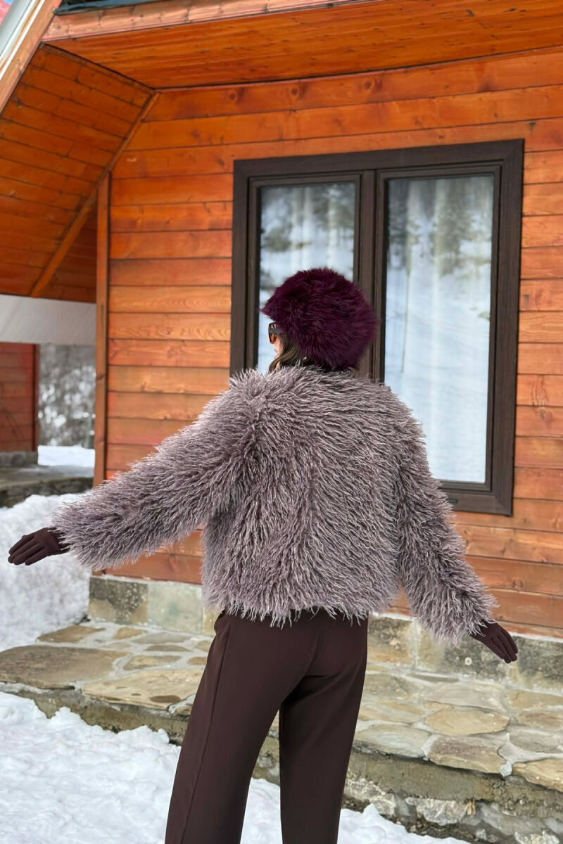 ONE COLOR FAUX FUR WOMAN COAT LIGHT BROWN/KAZB - 2