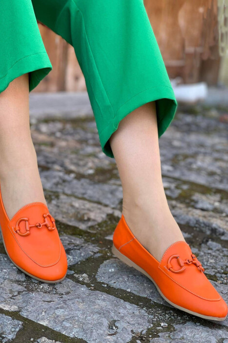 ONE COLOR FLAT WOMEN SHOES ORANGE/PORTOKALLI - 2