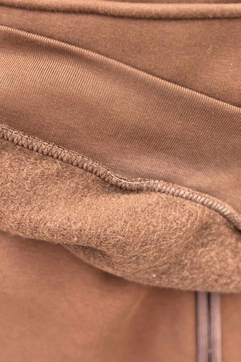 ONE COLOR FLUFFY BACK DESIGN HOODIE+JOGGERS MEN SET BROWN/KAFE - 5