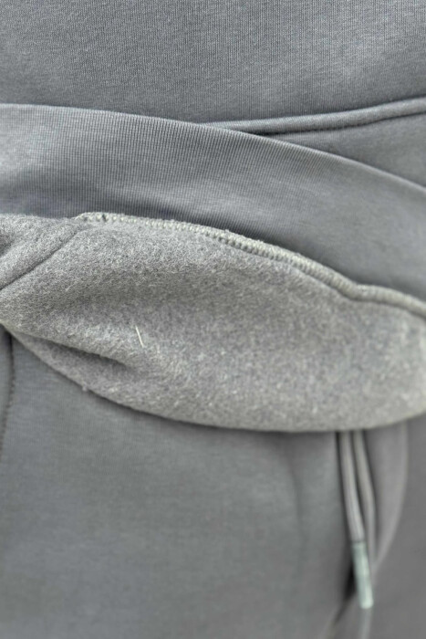 ONE COLOR FLUFFY BACK DESIGN HOODIE+JOGGERS MEN SET DARK GREY/GEE - 3