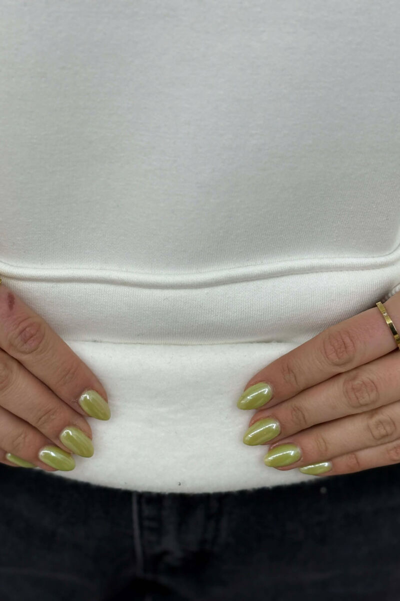 ONE COLOR FLUFFY BACK WRITTING WOMEN HOODIE WHITE-E BARDHE - 5