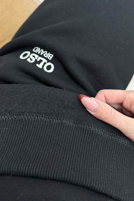 ONE COLOR FLUFFY HOODIE + JOGGERS WOMAN SET BLACK/ E ZEZE - 5