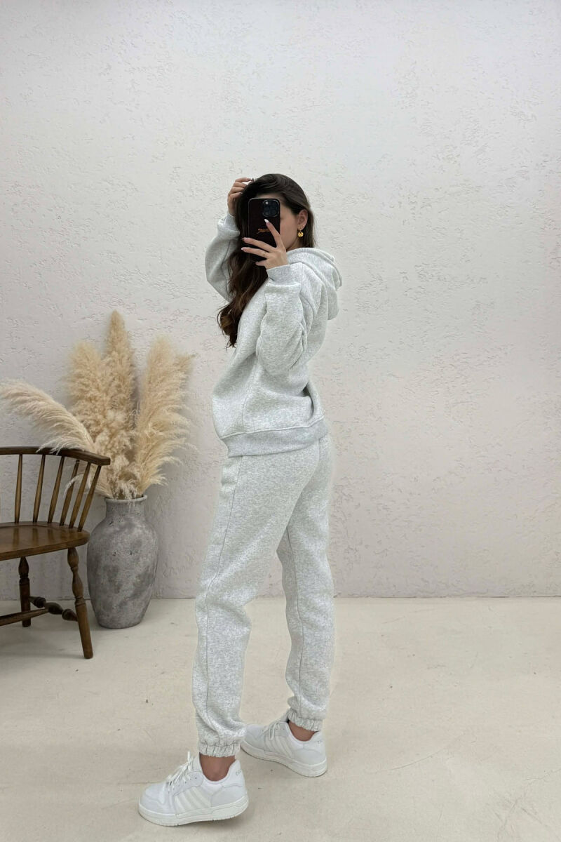 ONE COLOR FLUFFY HOODIE + JOGGERS WOMAN SET LIGHT GREY/GZ - 2
