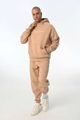 ONE COLOR FLUFFY HOODIE+JOGGERS MEN SET BEIGE/BEZHE 