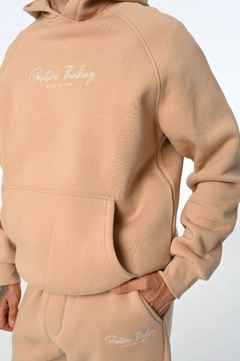 ONE COLOR FLUFFY HOODIE+JOGGERS MEN SET BEIGE/BEZHE - 2