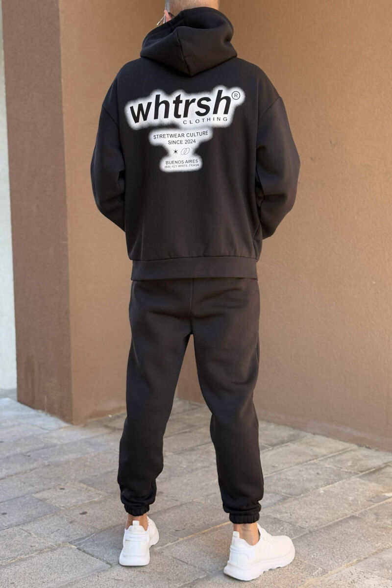 ONE COLOR FLUFFY HOODIE+JOGGERS MEN SET BLACK/ E ZEZE - 4